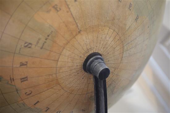 A huge late 19th century German terrestrial globe by Adolf Henze, diameter 42in. 72 in. (183 cm.) high